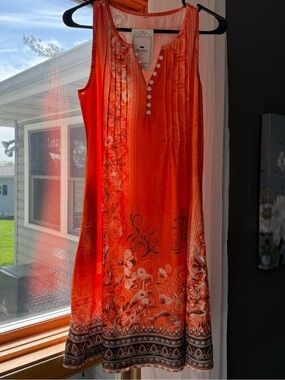 Gorgeous Spring/Summer Orange Boho Dress by Disamer!  NWT, Size Small!